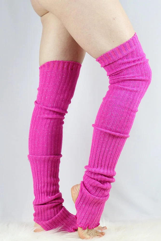 Glitter Extra long Stirr-up Knit Legwarmers Candy