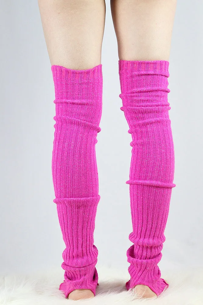 Glitter Extra long Stirr-up Knit Legwarmers Candy
