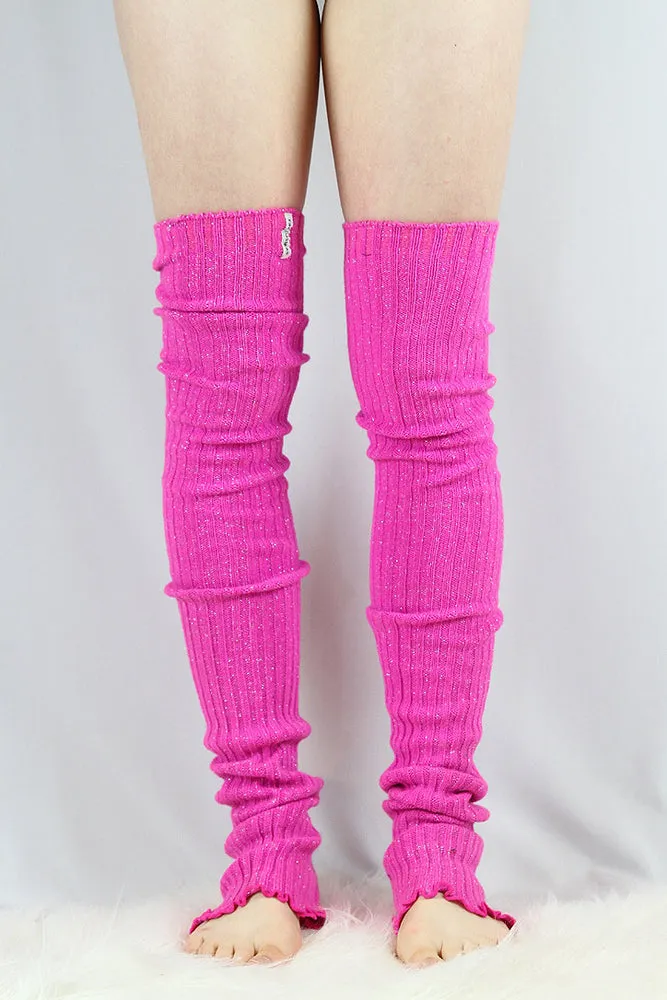 Glitter Extra long Stirr-up Knit Legwarmers Candy