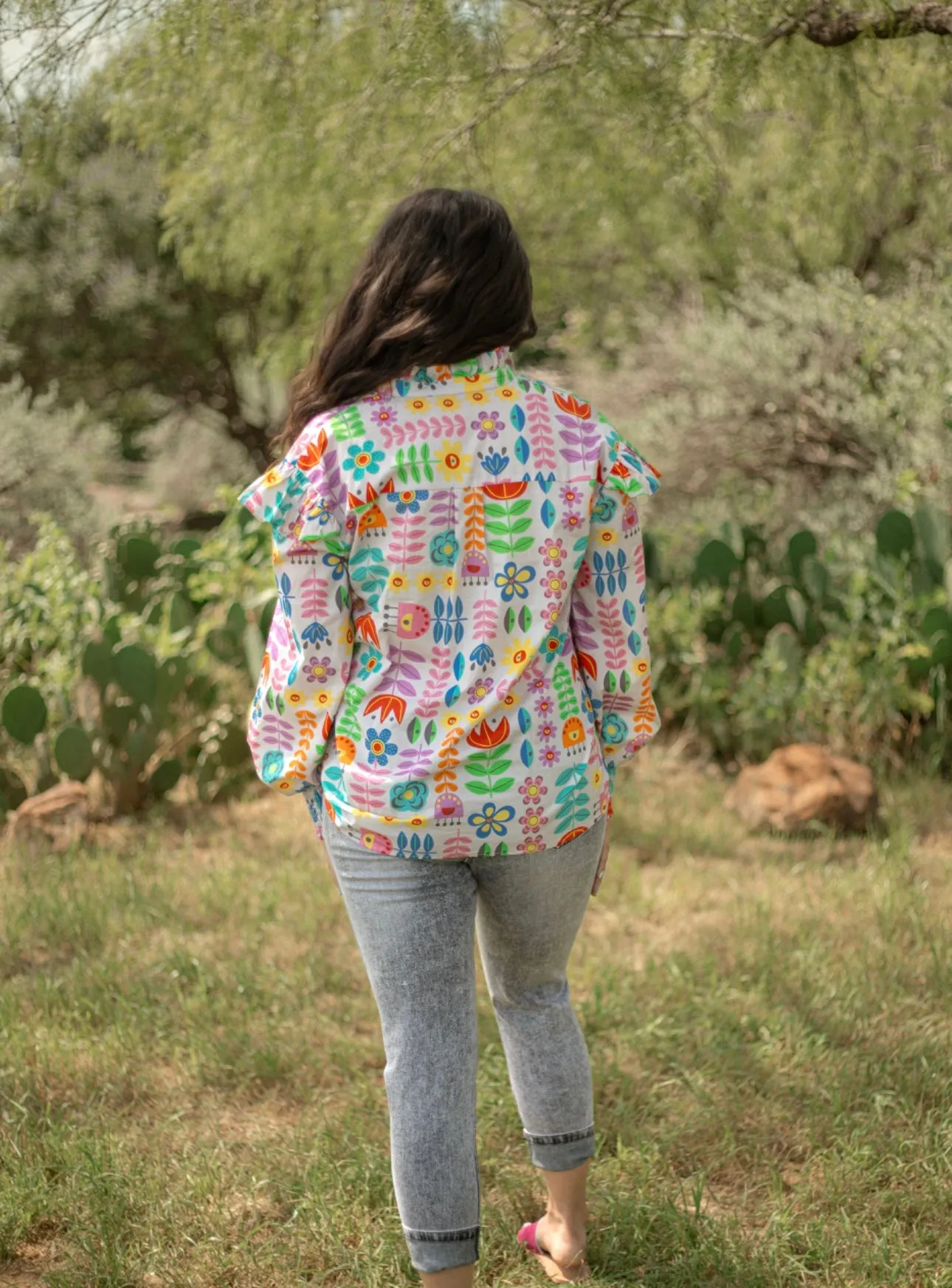 Gray Multi Floral Blouse