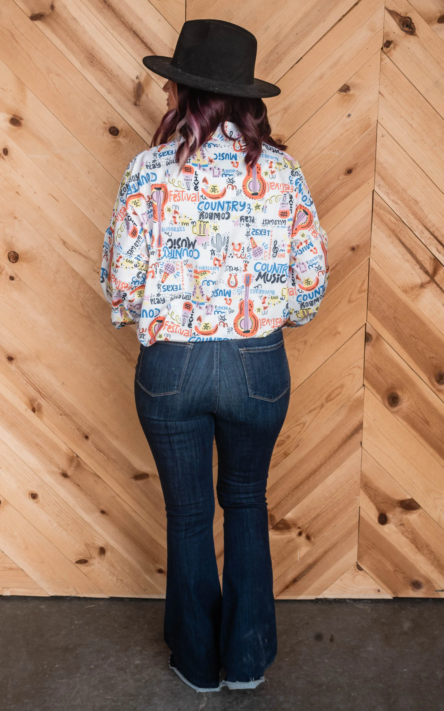 Guitar Country Music Button Up Blouse