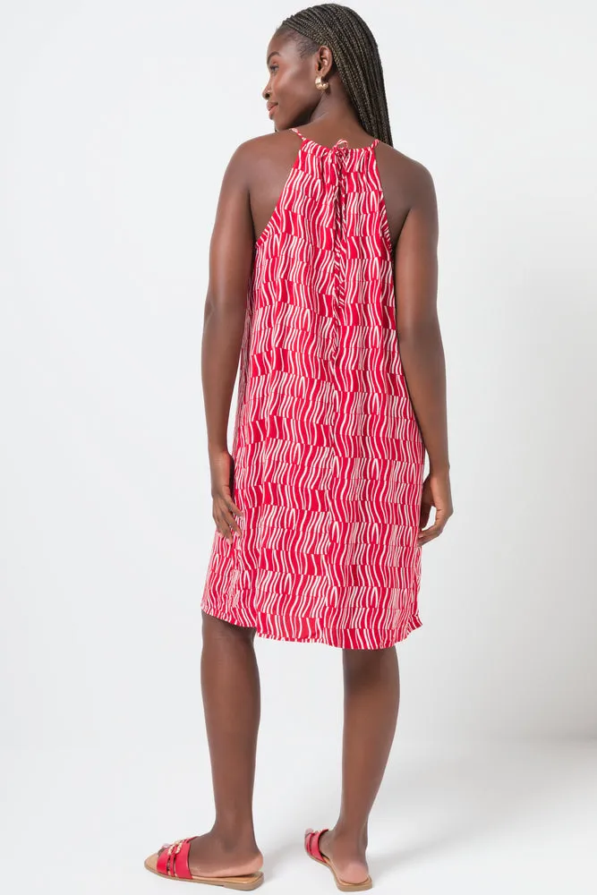 Halterneck Tent Dress Red