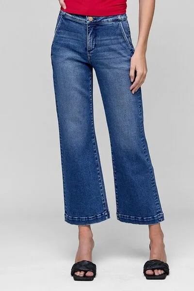 Hazel Blues® |  RISEN Tummy Control High Rise Crop Jeans