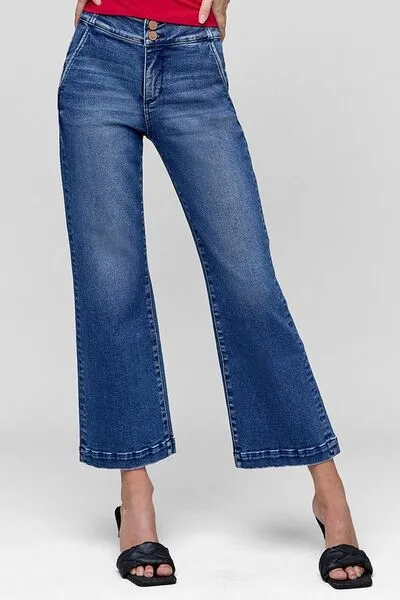 Hazel Blues® |  RISEN Tummy Control High Rise Crop Jeans
