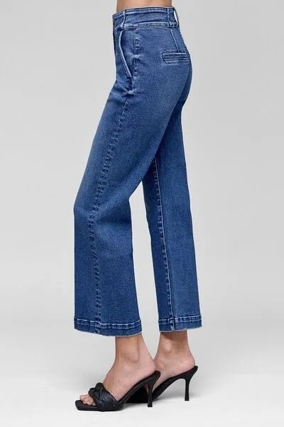 Hazel Blues® |  RISEN Tummy Control High Rise Crop Jeans