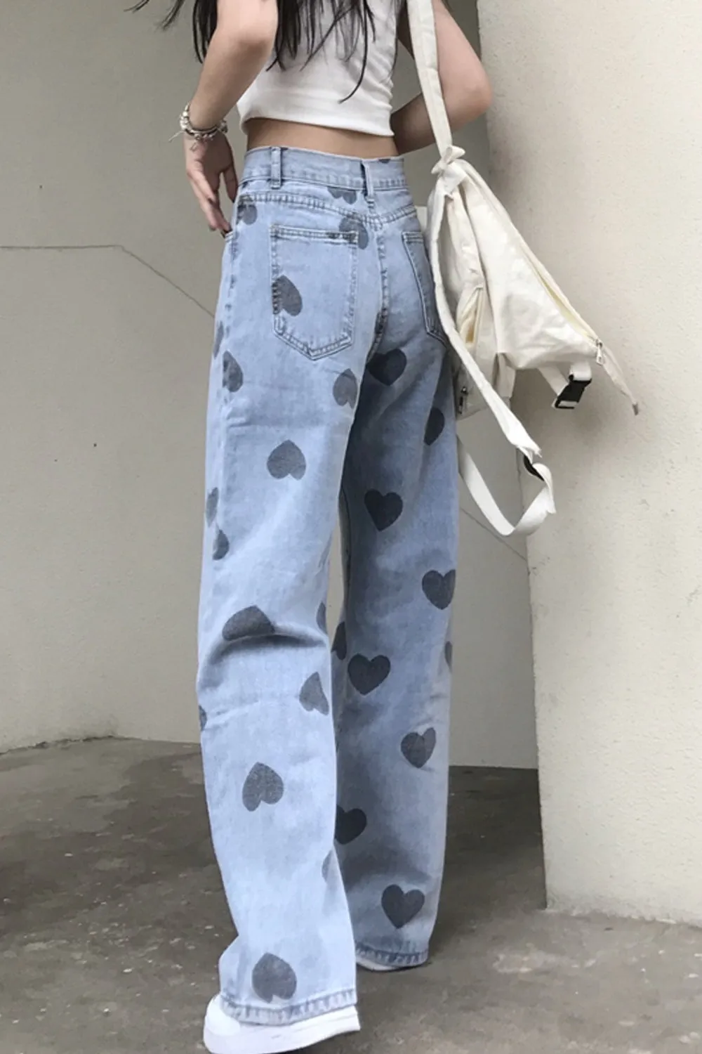 Heart Full Pattern Long Jeans Pants