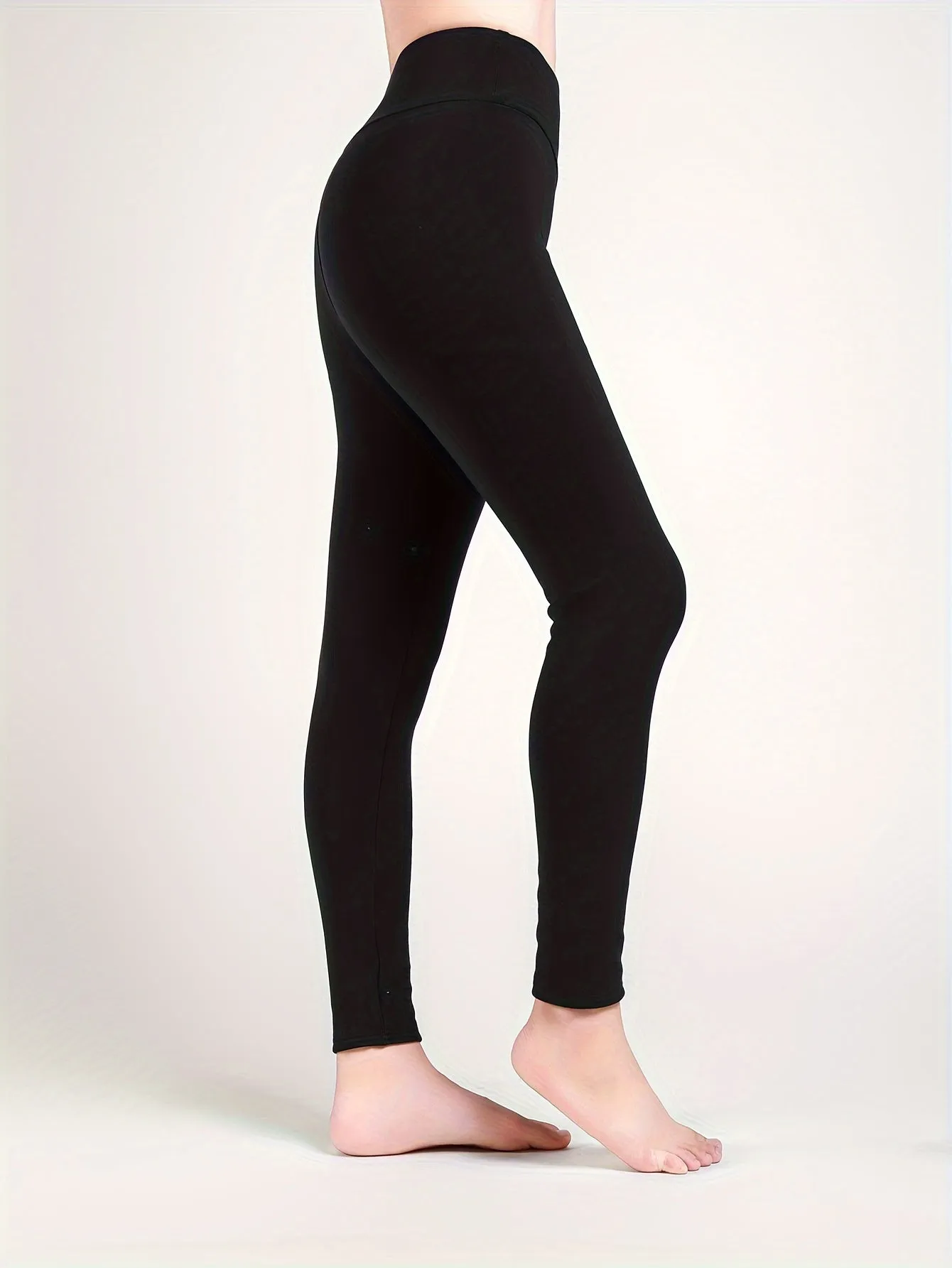 High Elastic High Waist Tights, Fleece Warm Sports Leggings, Womens's Activewear