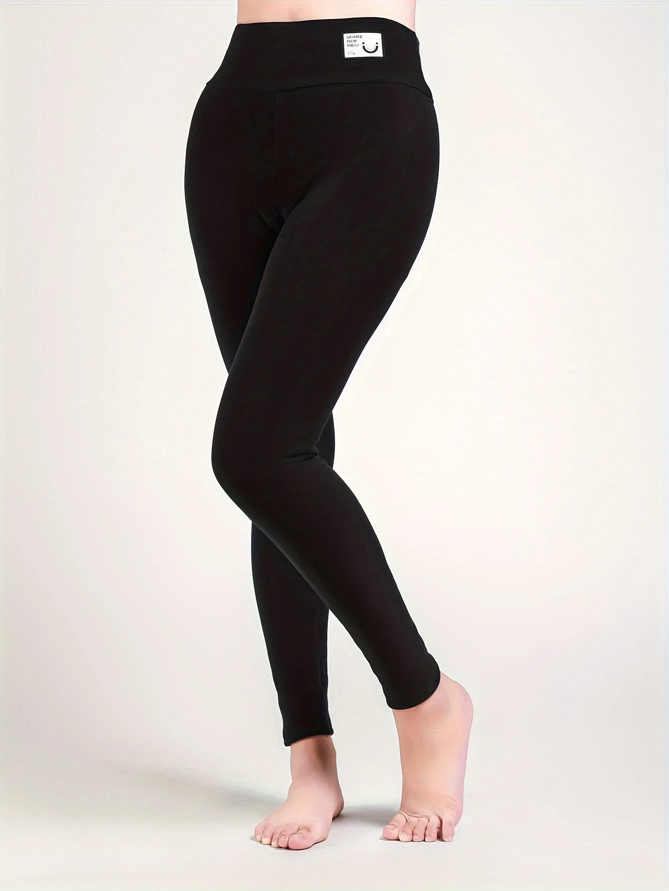 High Elastic High Waist Tights, Fleece Warm Sports Leggings, Womens's Activewear