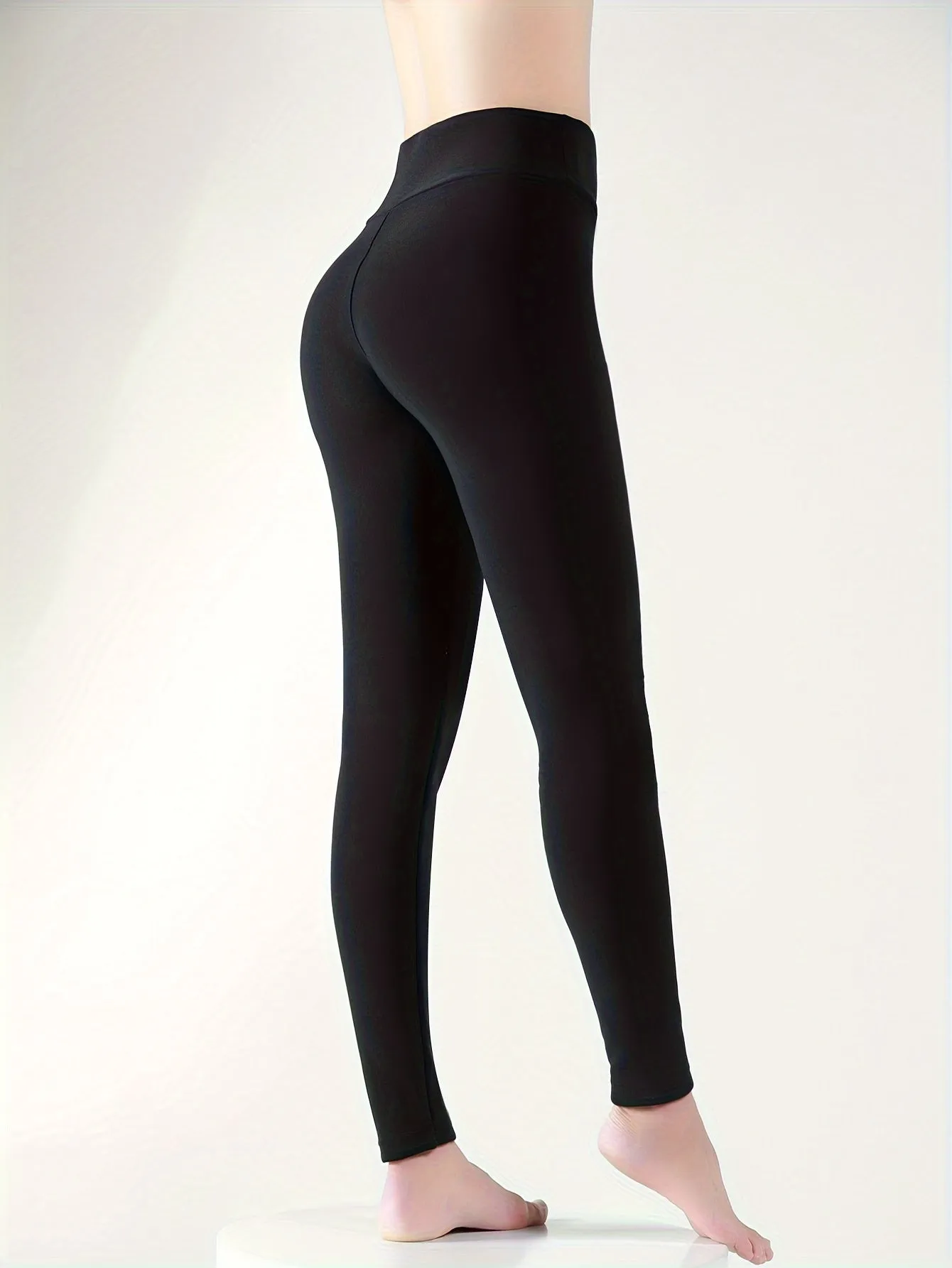 High Elastic High Waist Tights, Fleece Warm Sports Leggings, Womens's Activewear