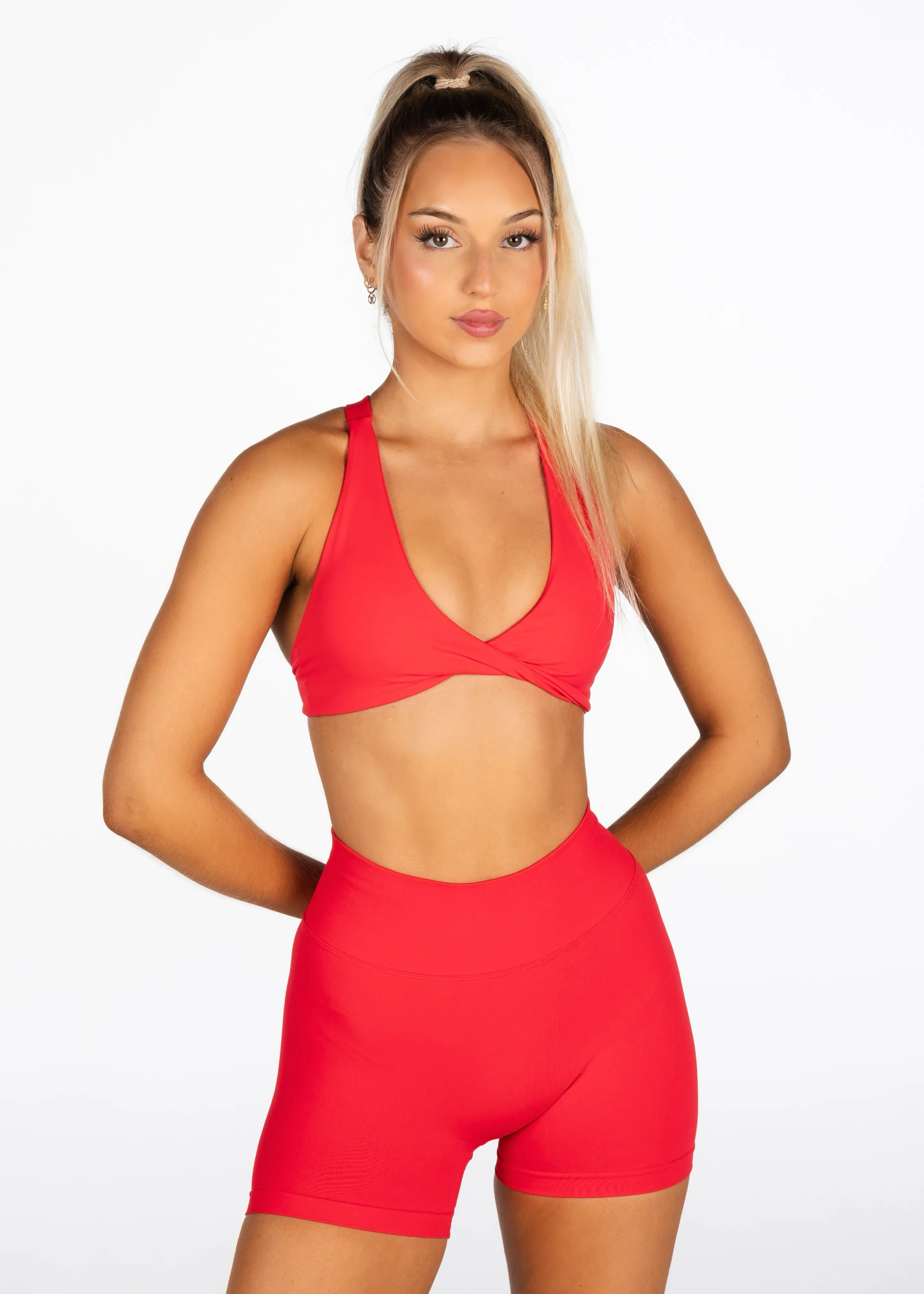 'Infinity' Cross-Back Crop- Red