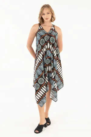 Isle by Melis Kozan Tribal Handkerchief Midi Trapeze Dress 425-10305