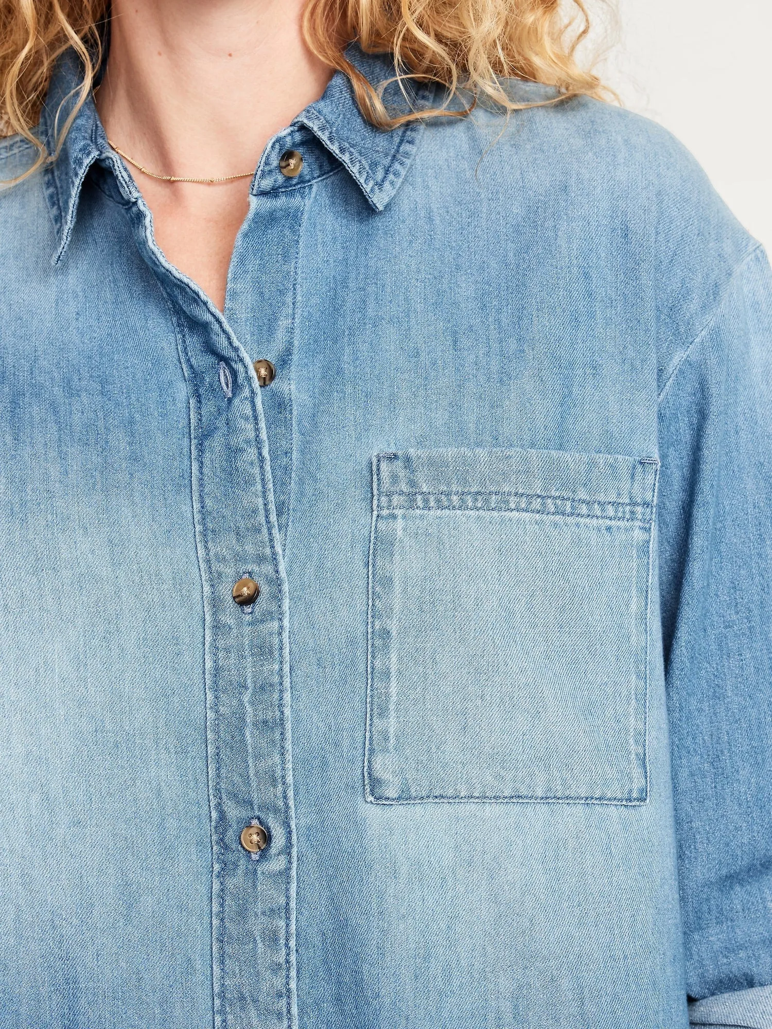 Jean Button-Down Cropped Shirt