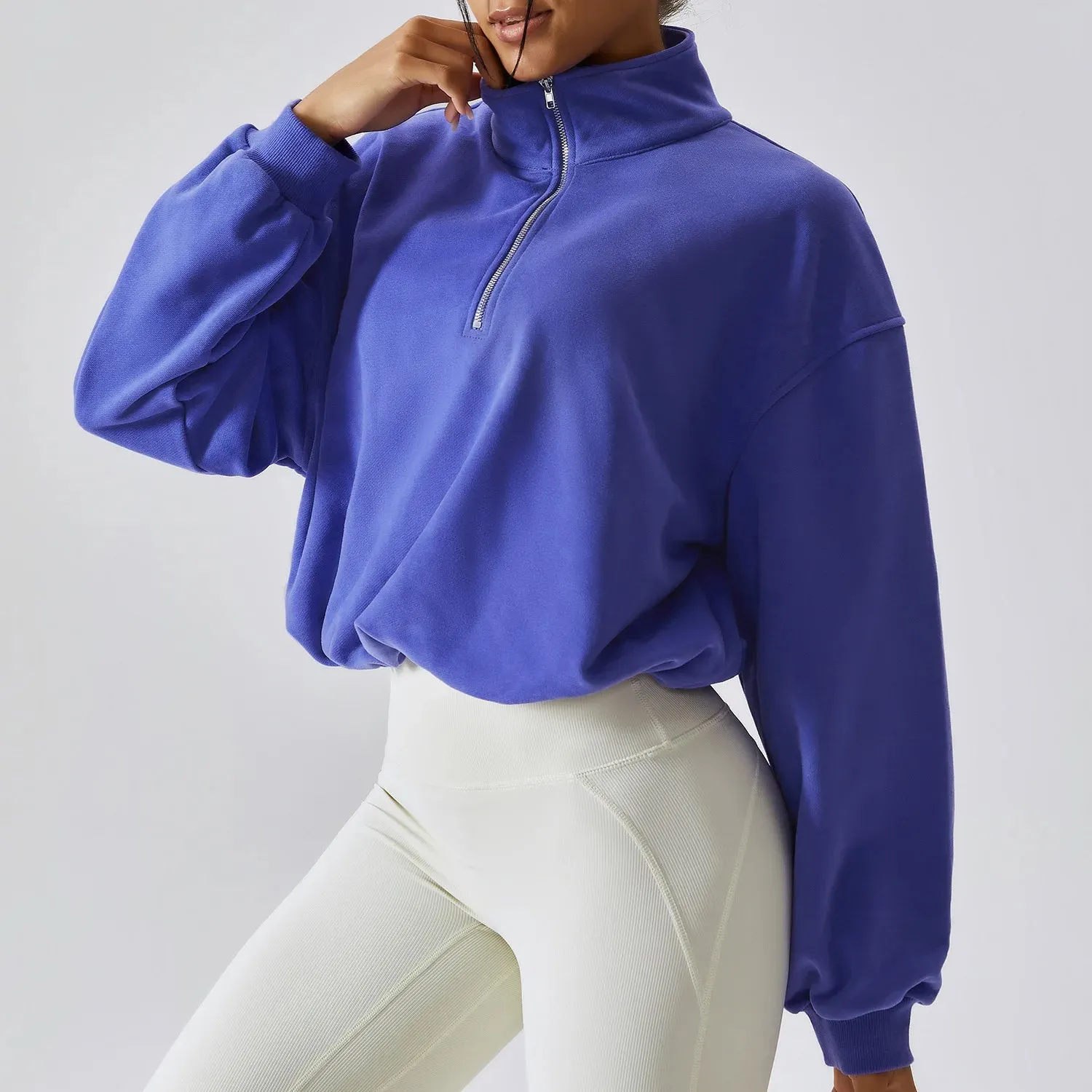 Jellajelly Zipper Sleeve Sports Top: Short Sweatshirt for Fitness and Yoga
