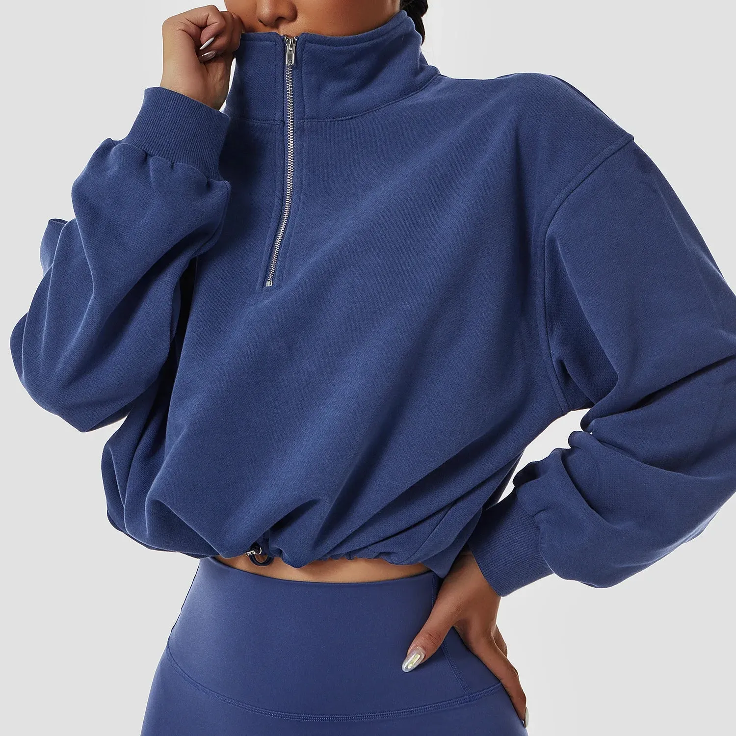 Jellajelly Zipper Sleeve Sports Top: Short Sweatshirt for Fitness and Yoga
