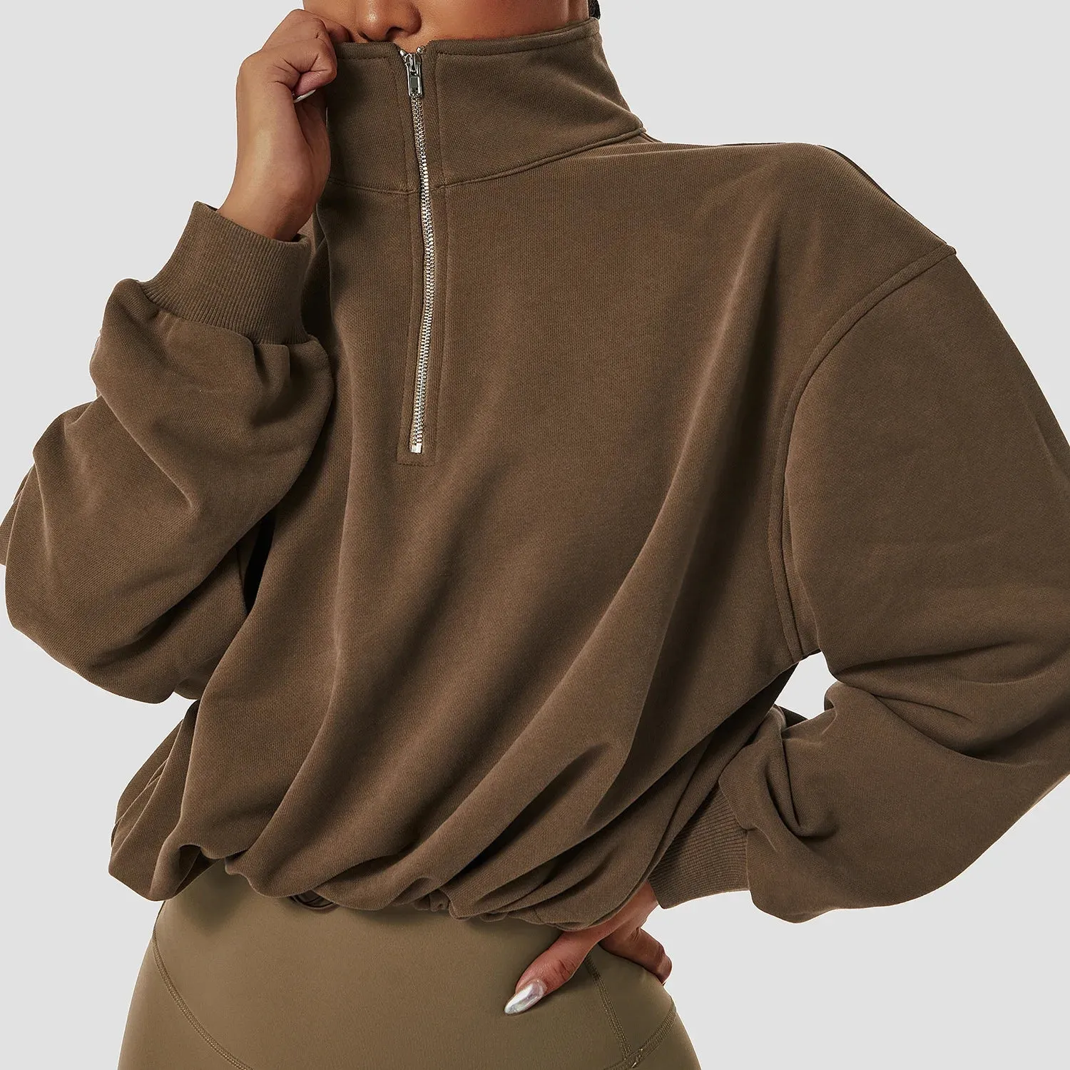 Jellajelly Zipper Sleeve Sports Top: Short Sweatshirt for Fitness and Yoga