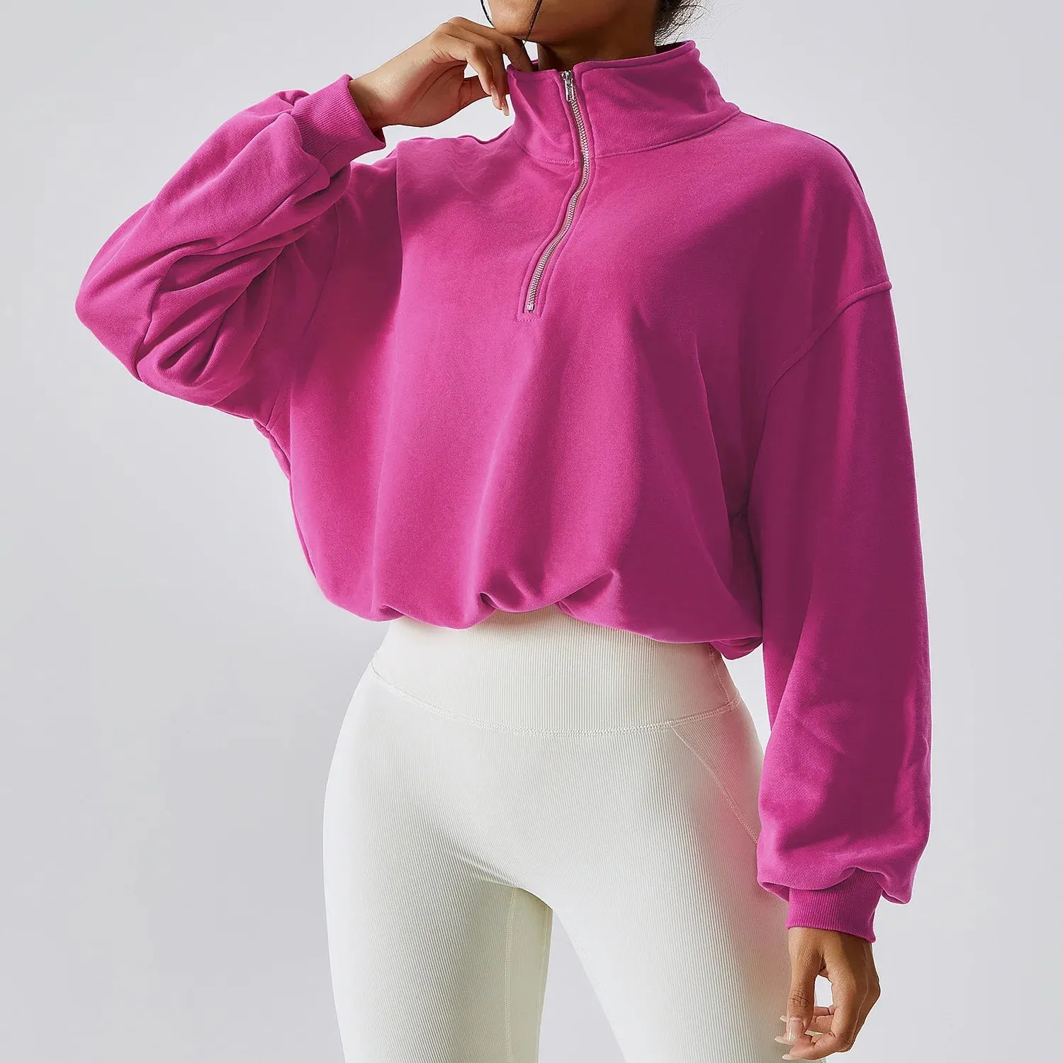 Jellajelly Zipper Sleeve Sports Top: Short Sweatshirt for Fitness and Yoga