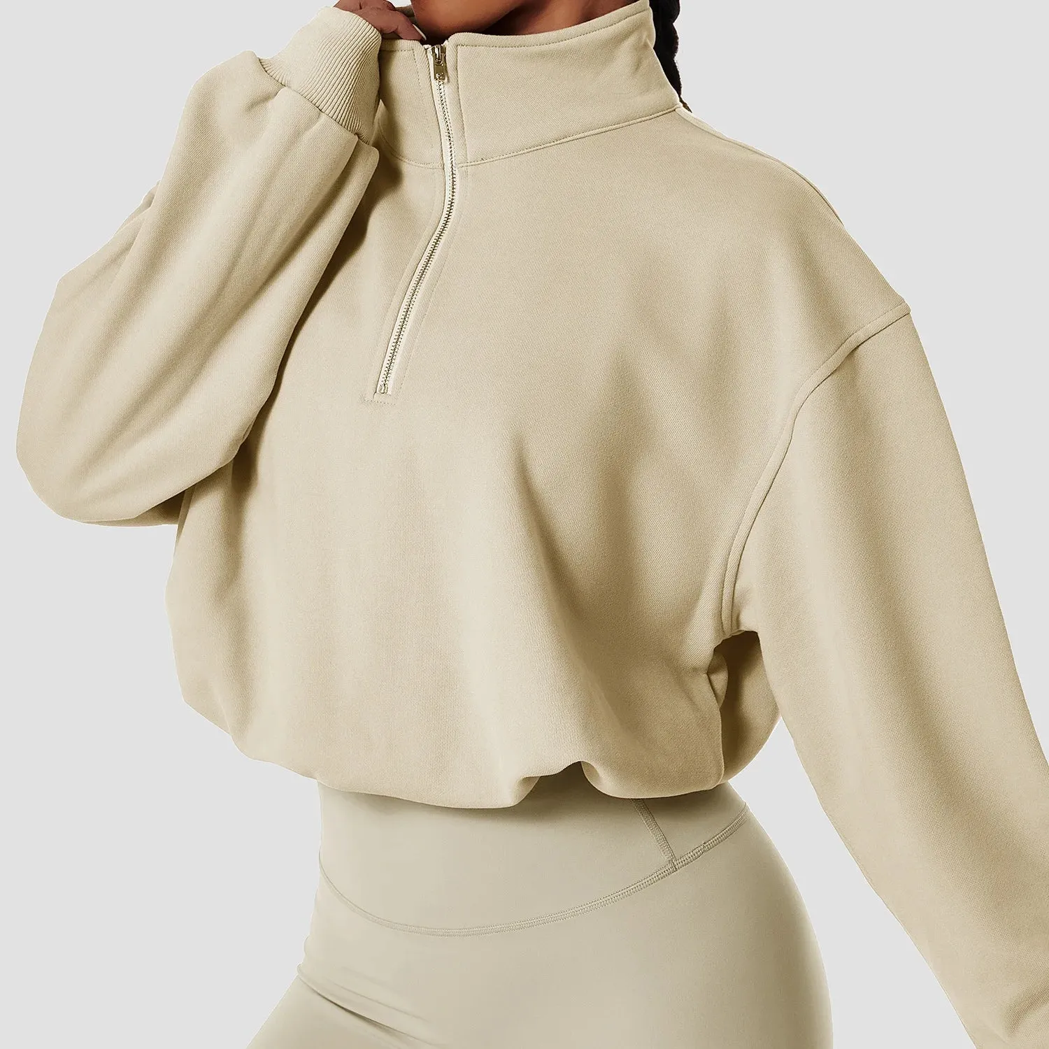 Jellajelly Zipper Sleeve Sports Top: Short Sweatshirt for Fitness and Yoga