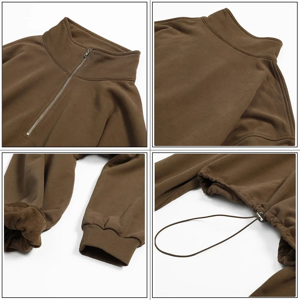 Jellajelly Zipper Sleeve Sports Top: Short Sweatshirt for Fitness and Yoga