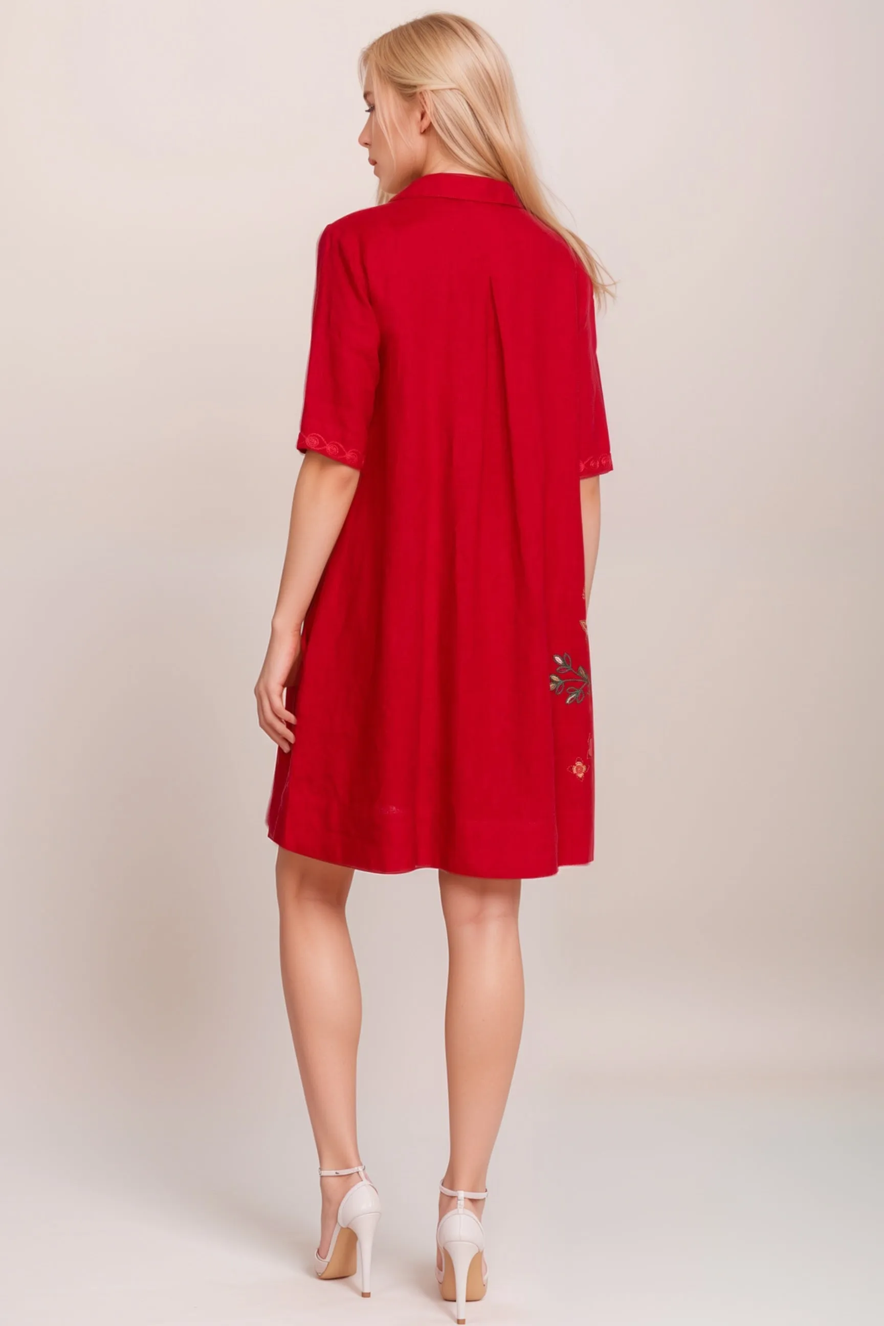 Johnny Was Red Messine Linen Polo Dress R38724-8