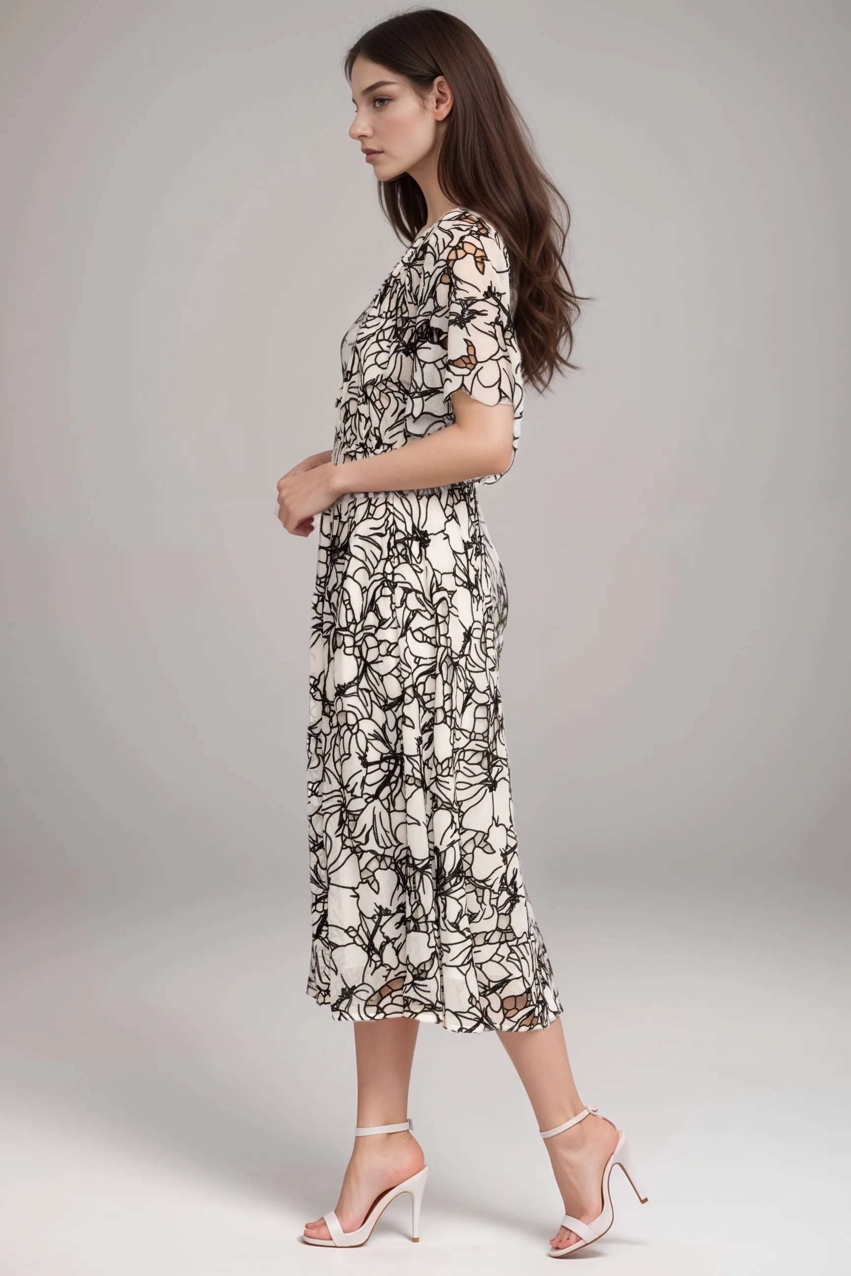 Johnny Was White Eyelet Bloom Midi Dress R33124