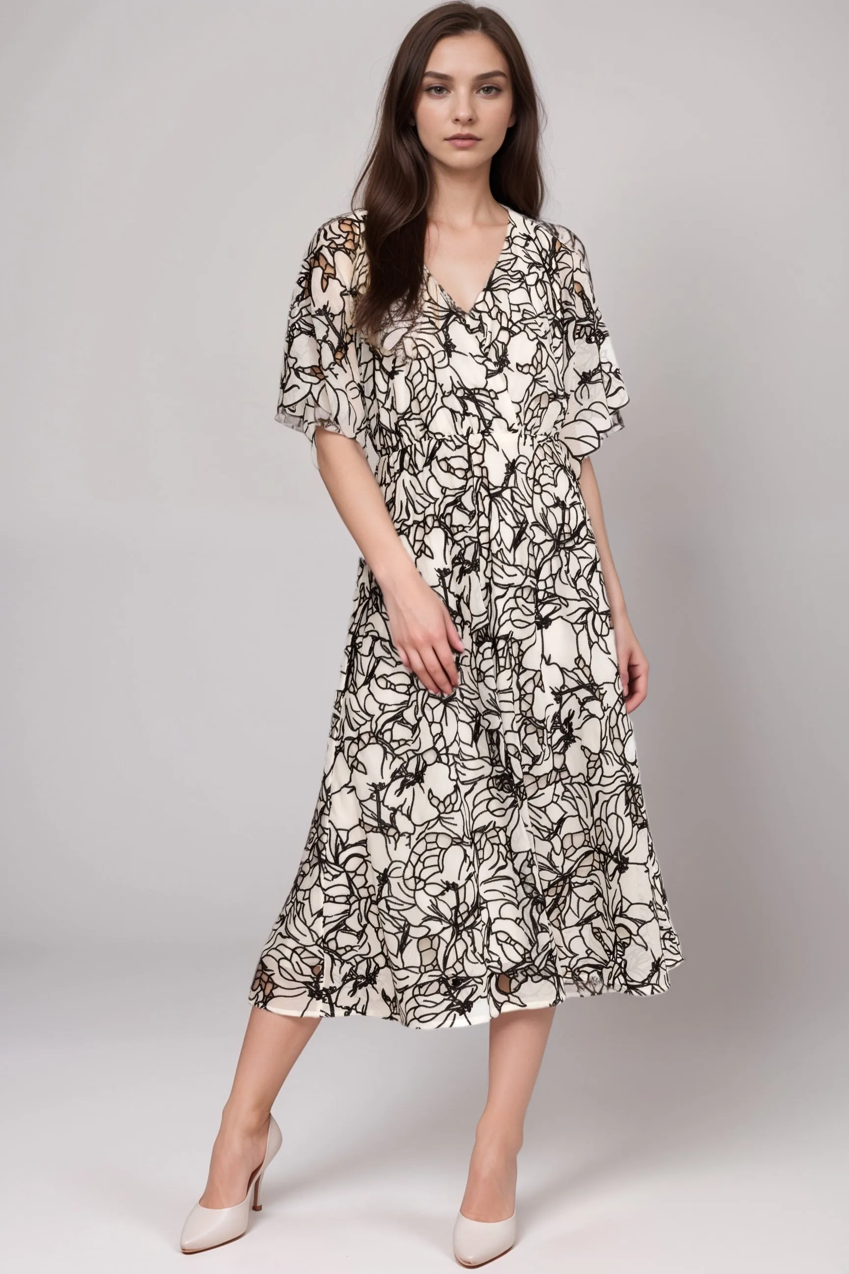 Johnny Was White Eyelet Bloom Midi Dress R33124