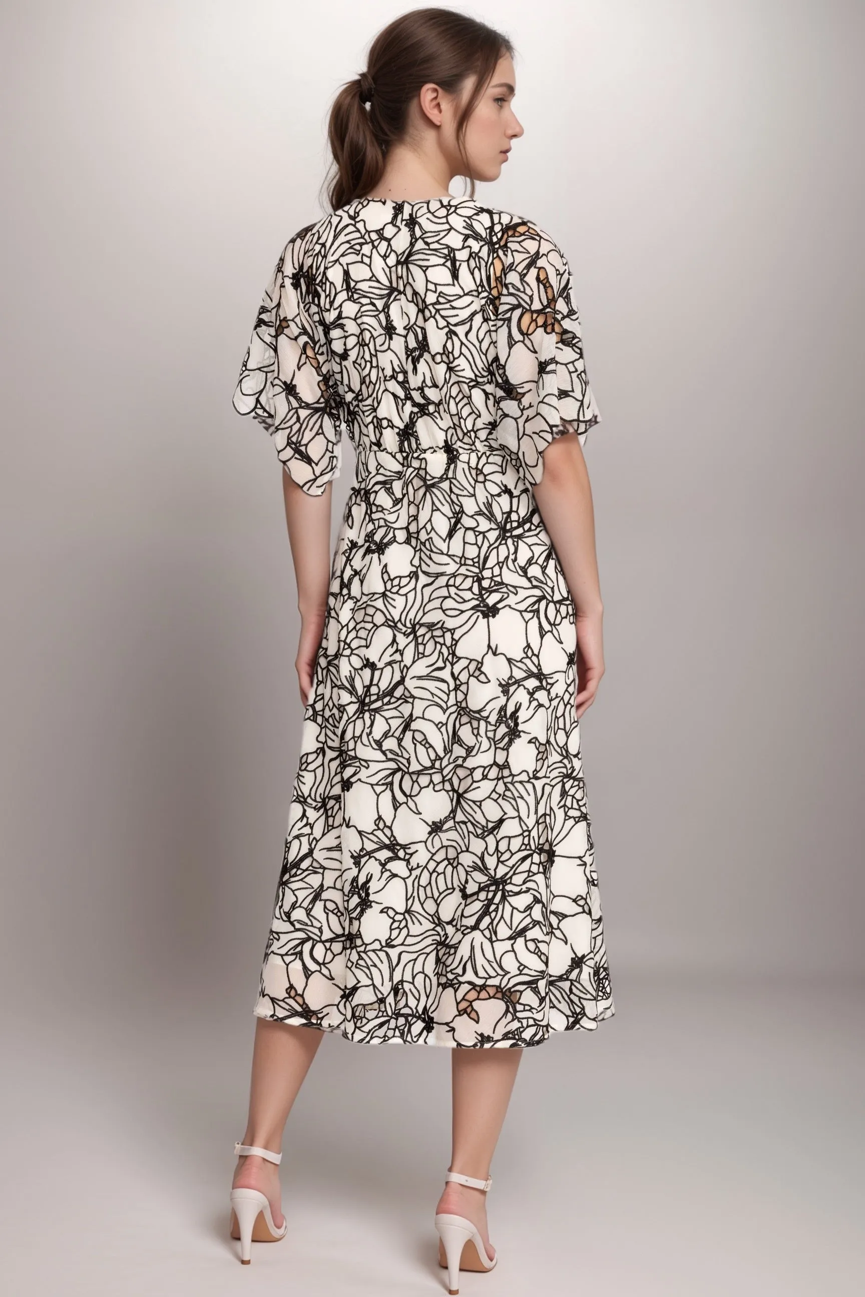 Johnny Was White Eyelet Bloom Midi Dress R33124
