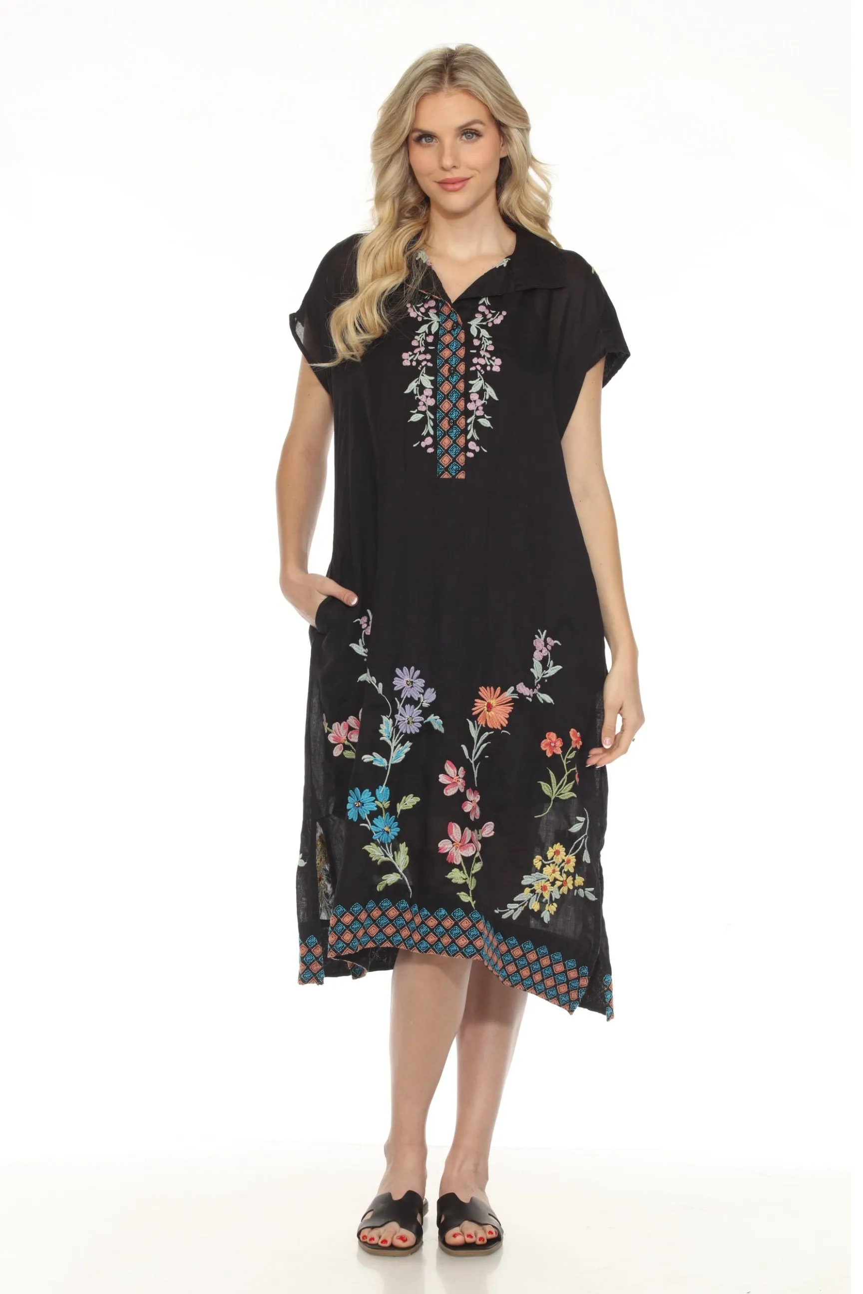 Johnny Was Workshop Evangeline Dolman Henley Dress W34024-3 *