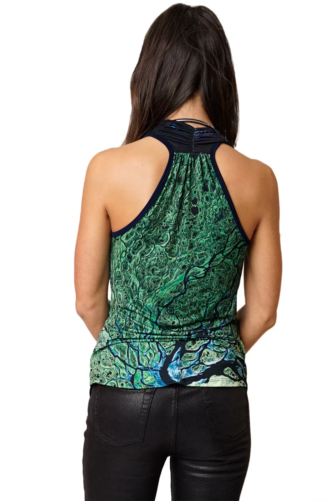 Landscape Print Clothing-All Over Print Cowl Neck Top-Lena Delta