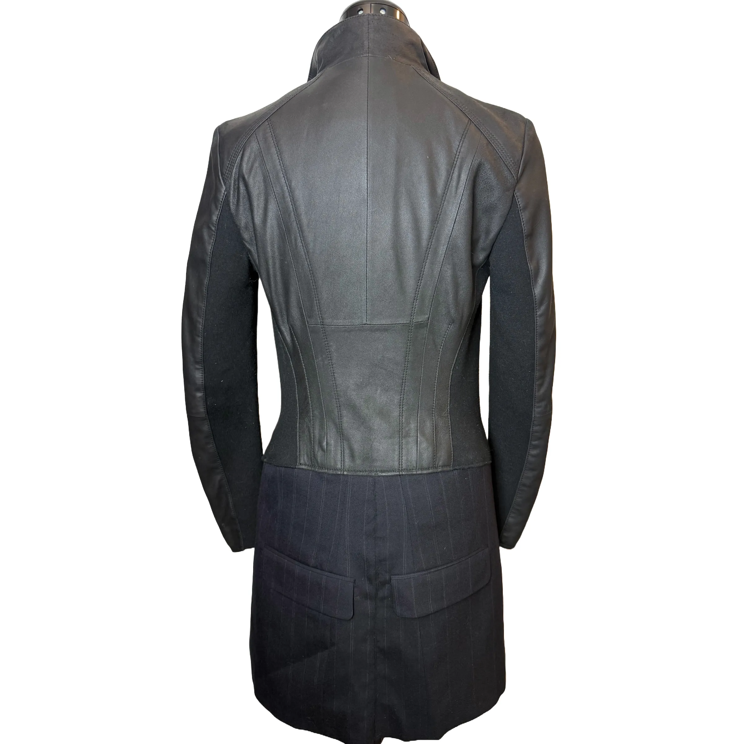 Leather Moto Jacket with Wool Suiting