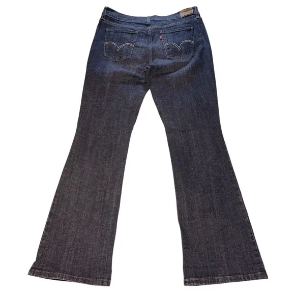 Levi Women’s Dk Blue Jeans SZ 32X33 Wide Leg Mid-Rise 100% Cotton Fancy Pockets