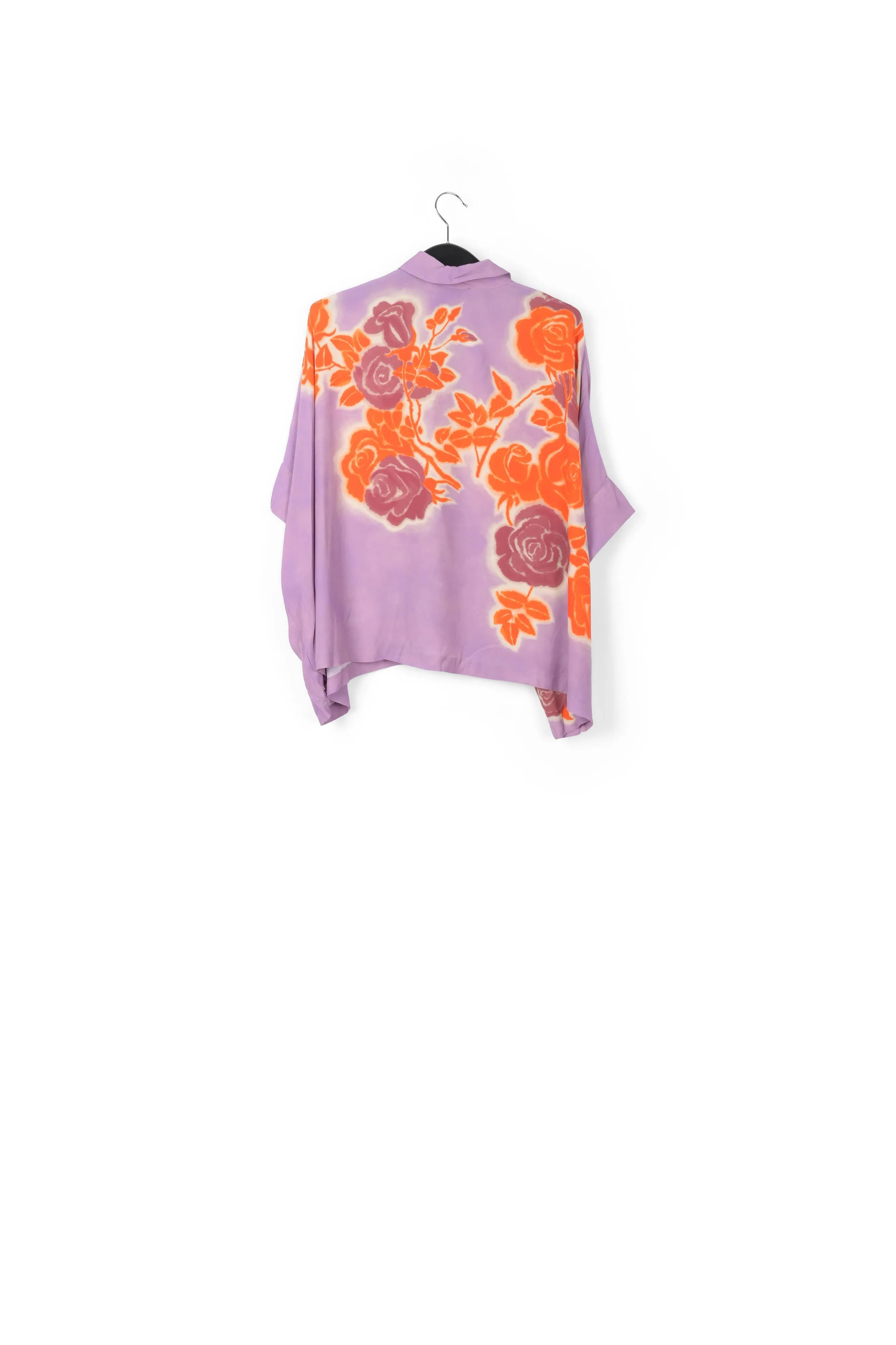 Lilac, orange and purple oversized shirt with floral print