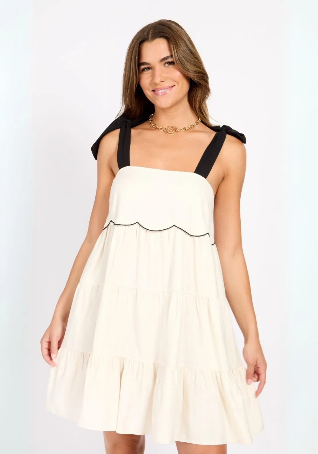 Linen Mini Dress - Cream