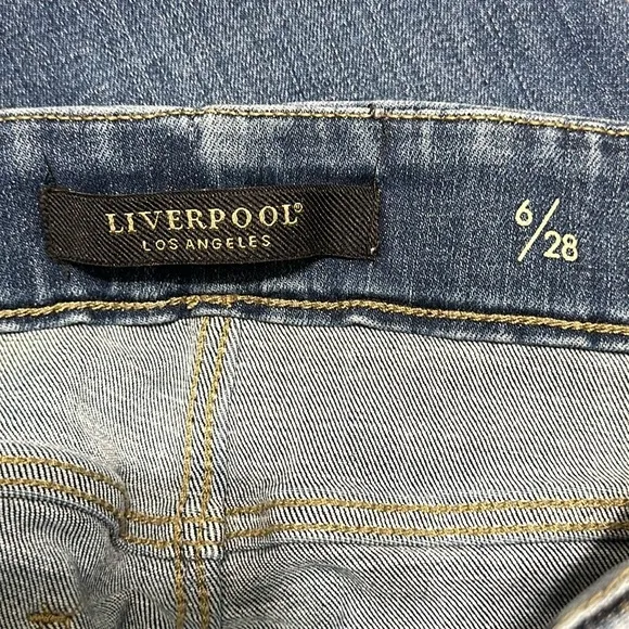 Liverpool Womens Ankle Skinny High Waist Distressed Jeans, Johnson Blue, Size 6