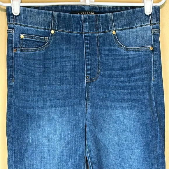 Liverpool Womens Ankle Skinny High Waist Distressed Jeans, Johnson Blue, Size 6