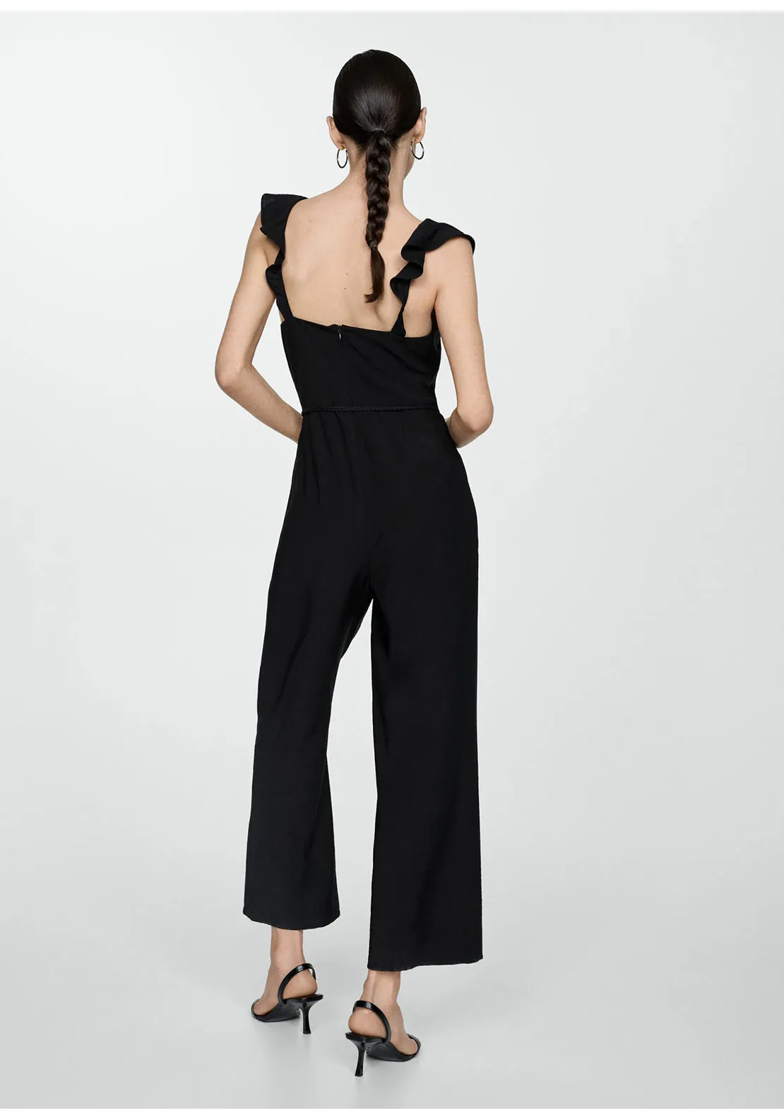 Long jumpsuit with tassel belt