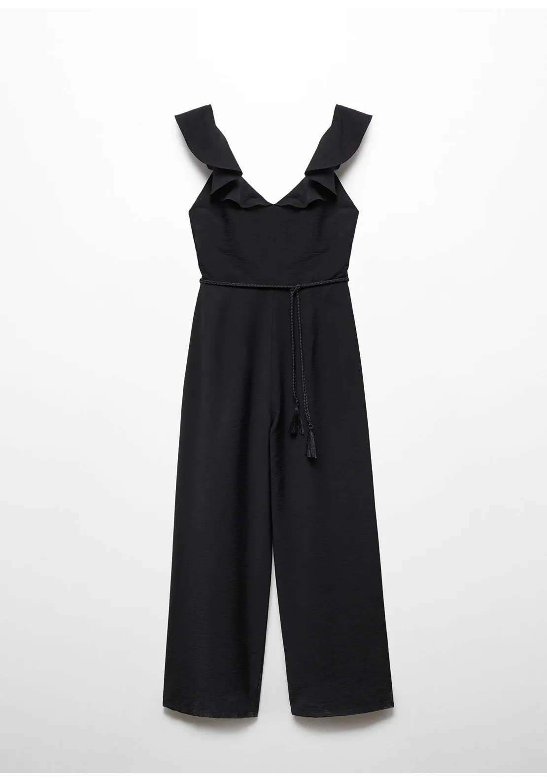 Long jumpsuit with tassel belt
