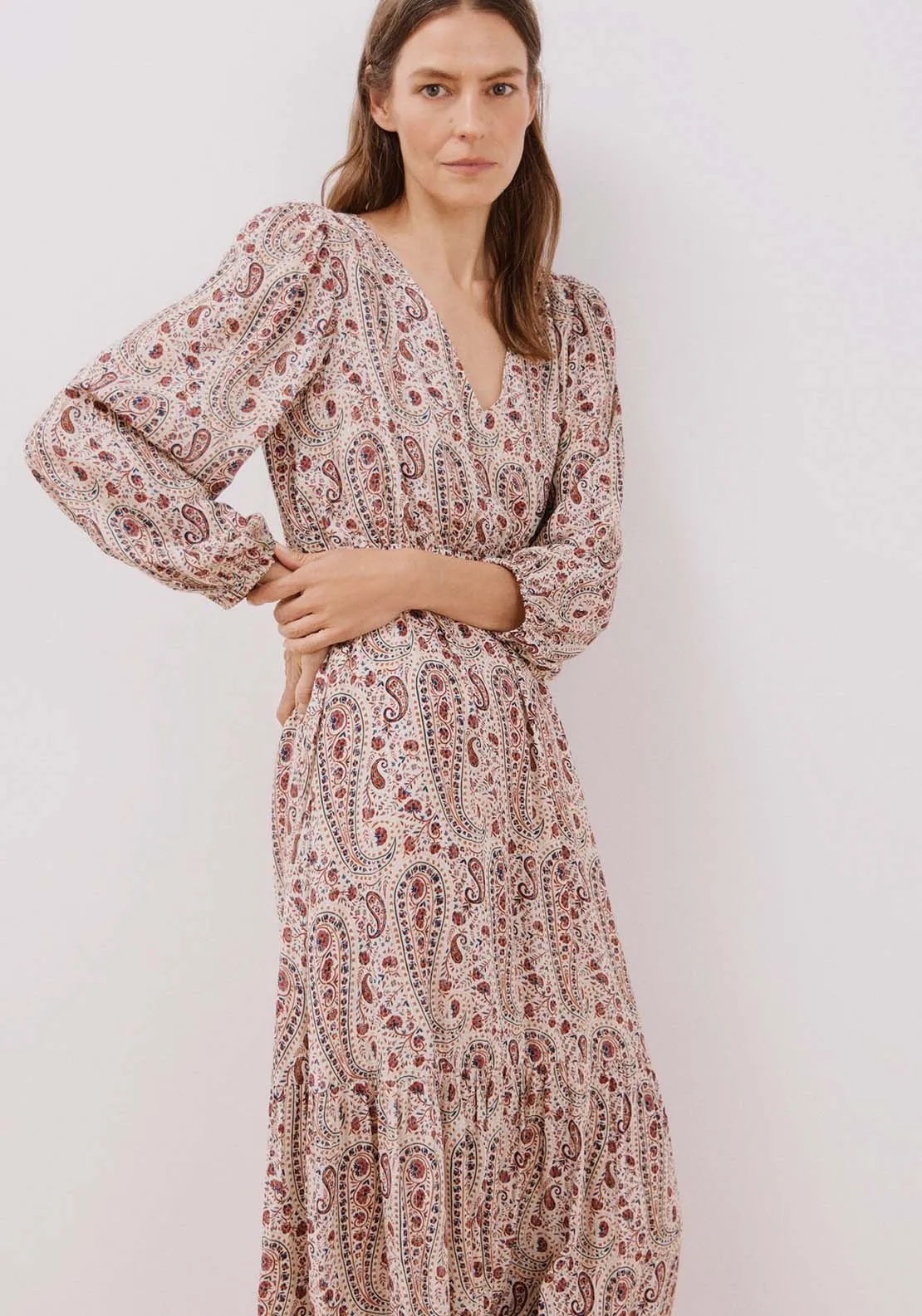 Long printed dress - White Print