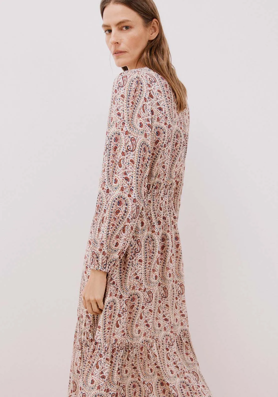 Long printed dress - White Print