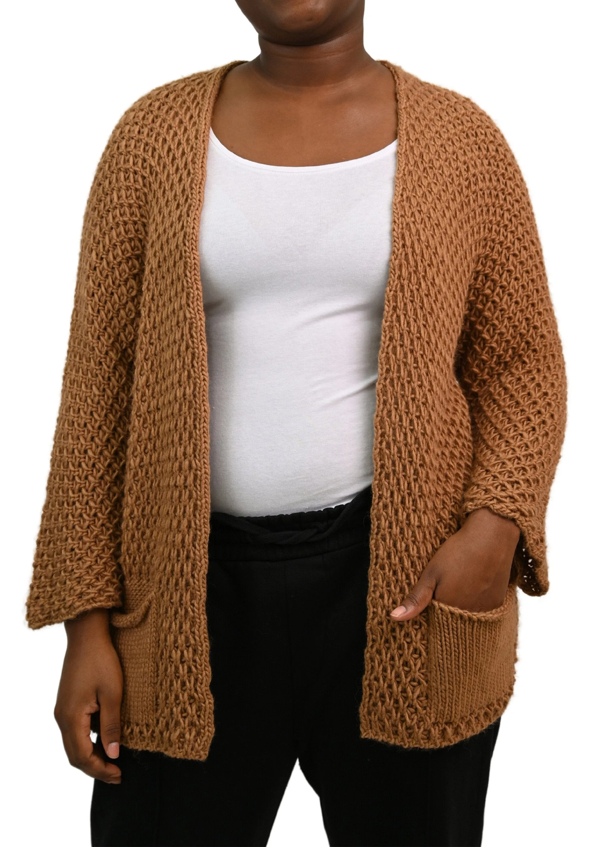 Long seamless fancy knit vest