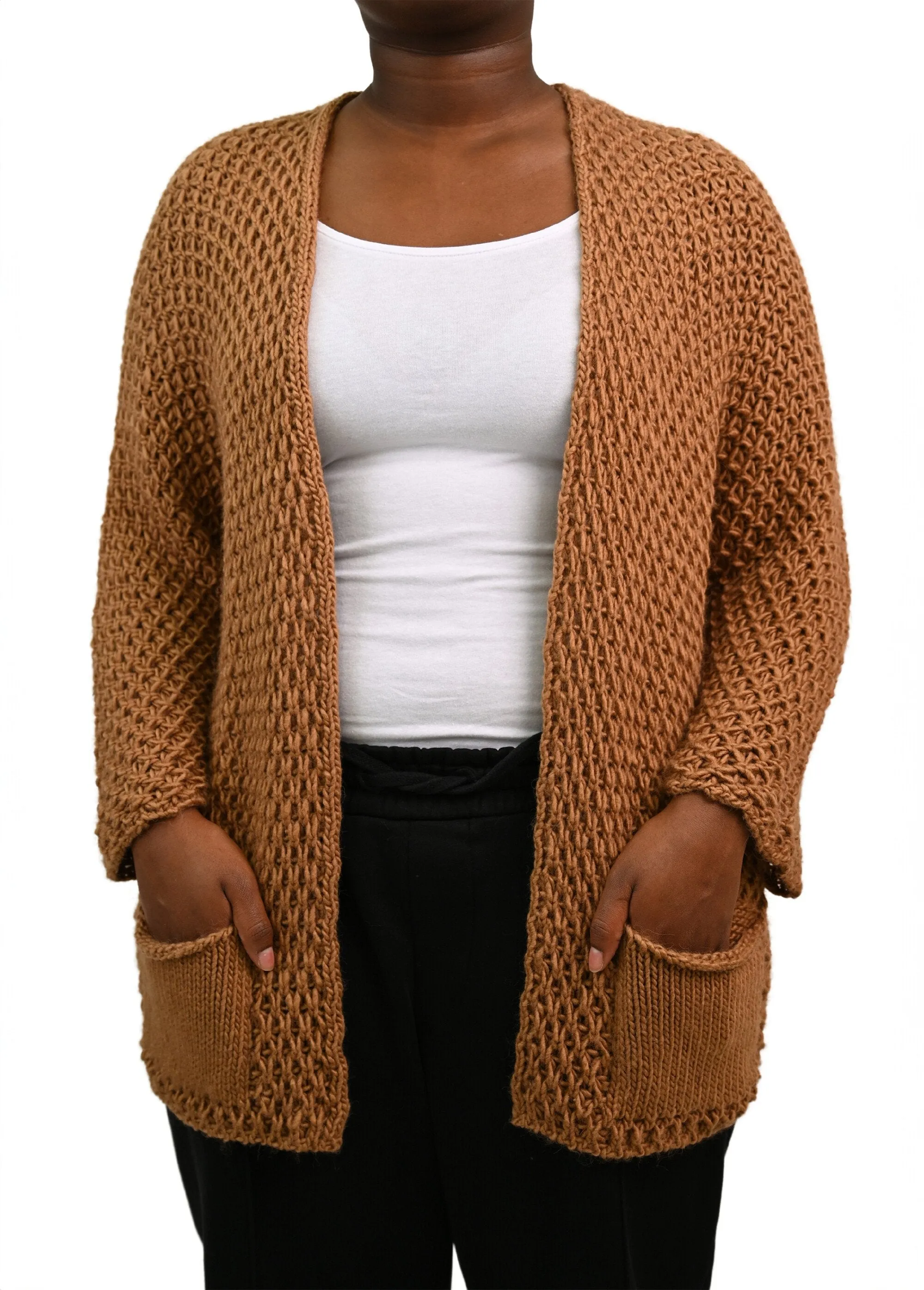 Long seamless fancy knit vest