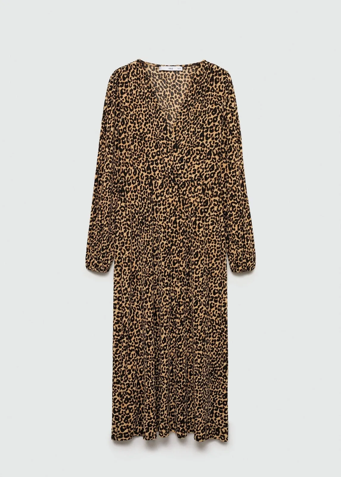 Long sleeve midi leopard dress - Brown