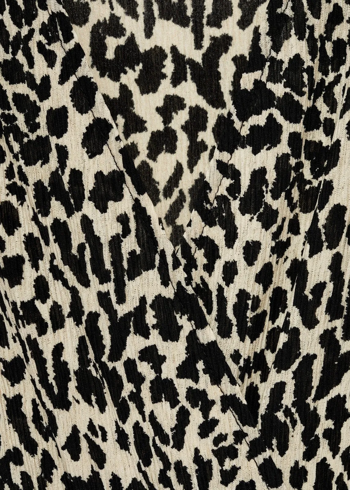 Long sleeve midi leopard dress - Light Beige