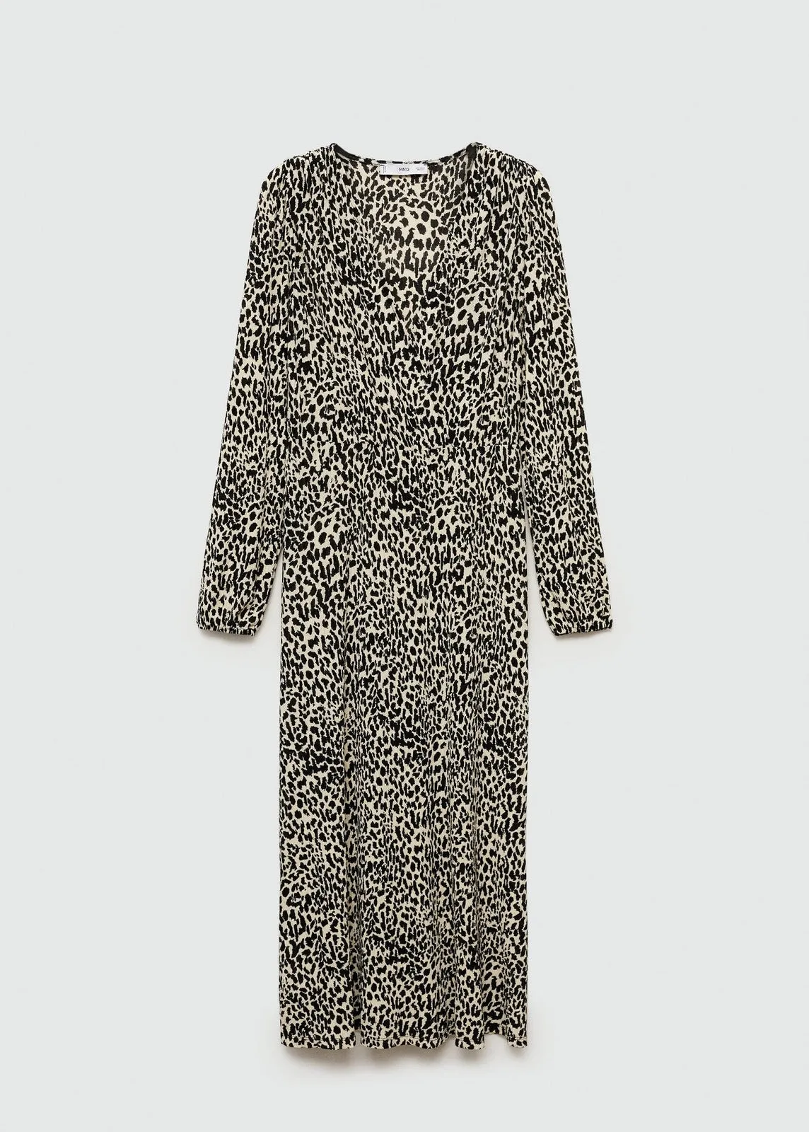Long sleeve midi leopard dress - Light Beige