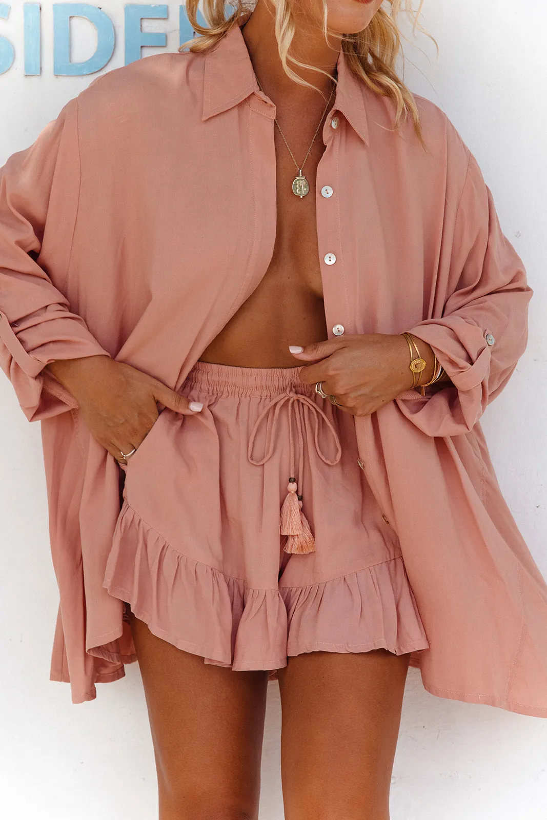 Lotus Bloom Over-Sized Shirt - Pink
