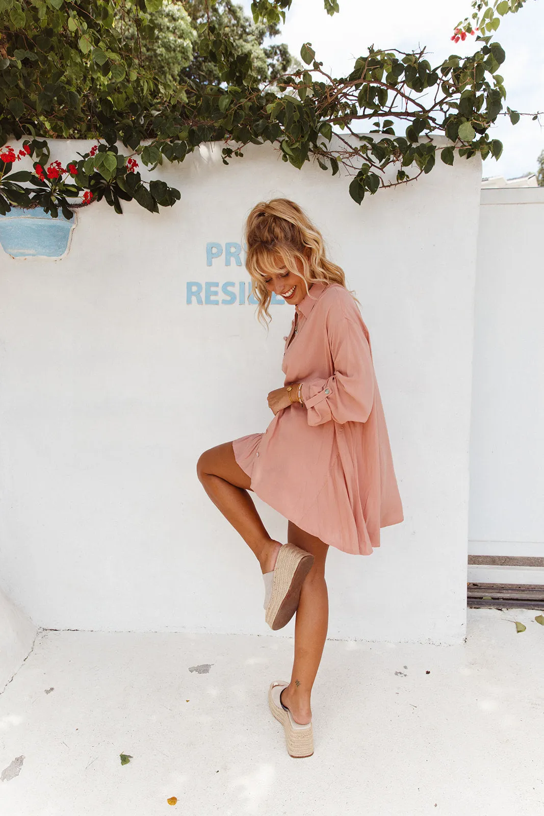 Lotus Bloom Over-Sized Shirt - Pink