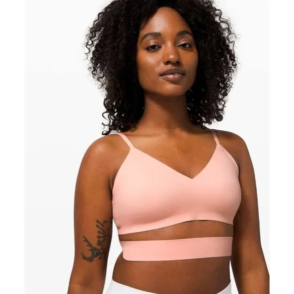 LULULEMON‎ Happy Warrior Seamless Bra A/B Molded Cups Pink Ballet Slipper