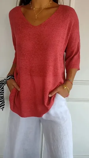 Luxury Knitted Women's V-neck Top