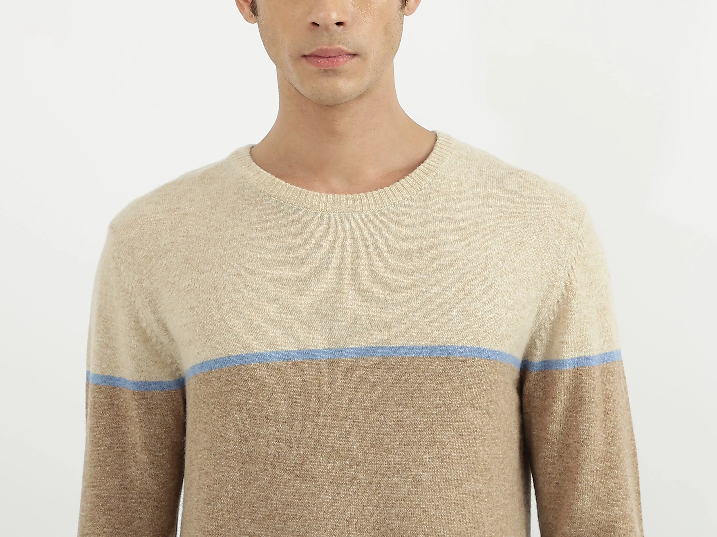 Men Stripe Round Neck Sweater