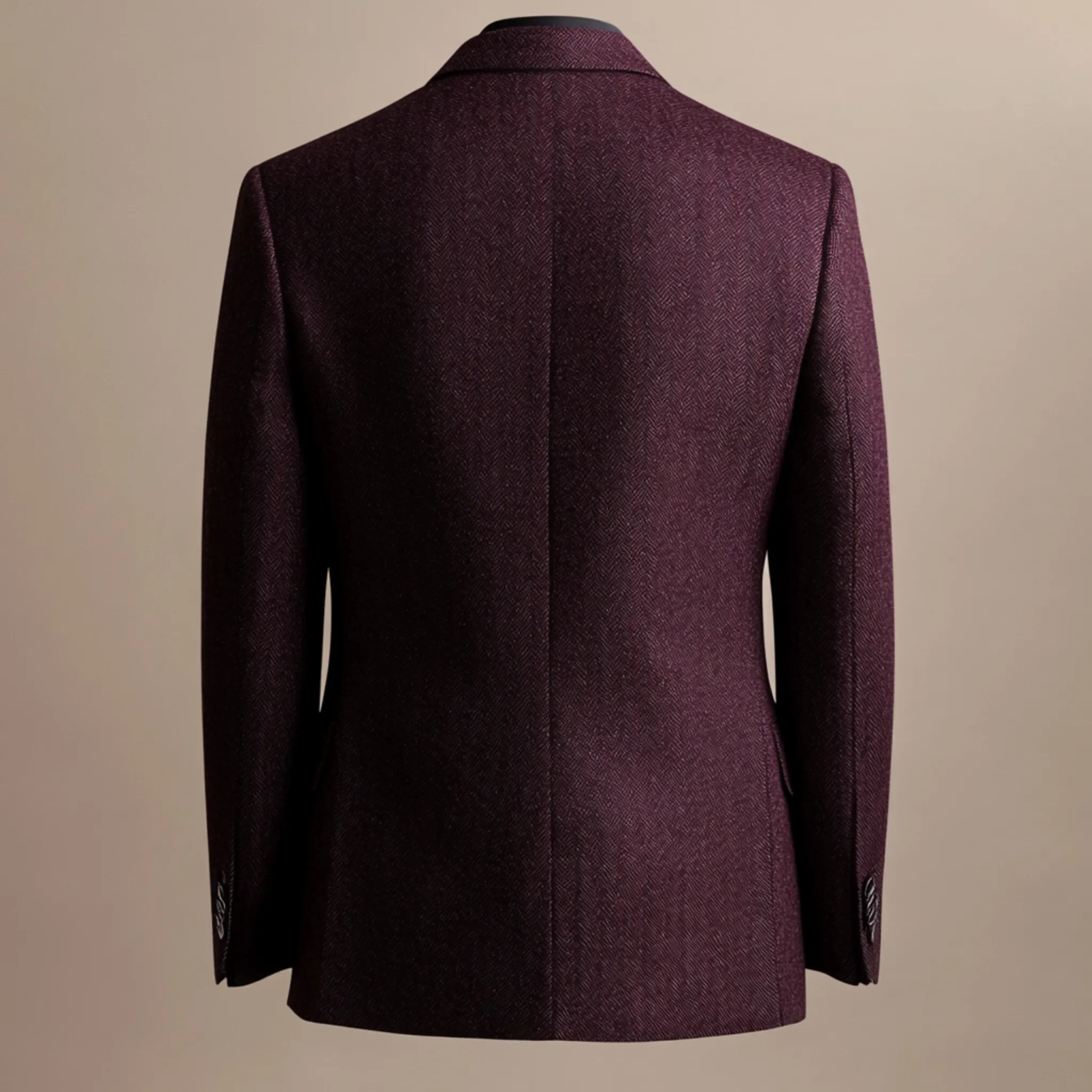 MERLOT EXECUTIVE HERRINGBONE WOOL TWEED BLAZER