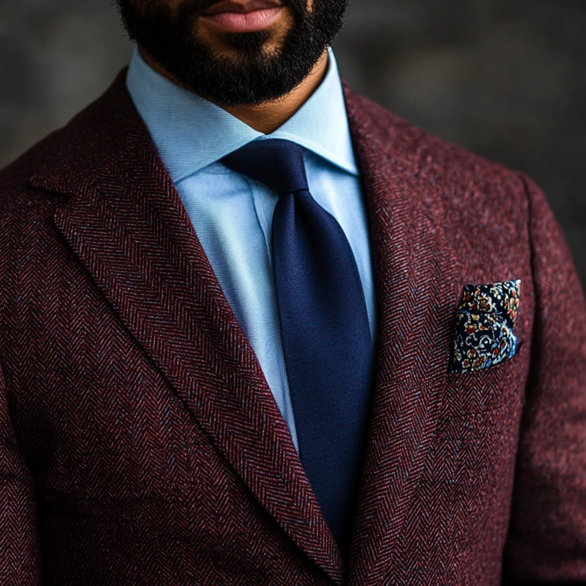 MERLOT EXECUTIVE HERRINGBONE WOOL TWEED BLAZER